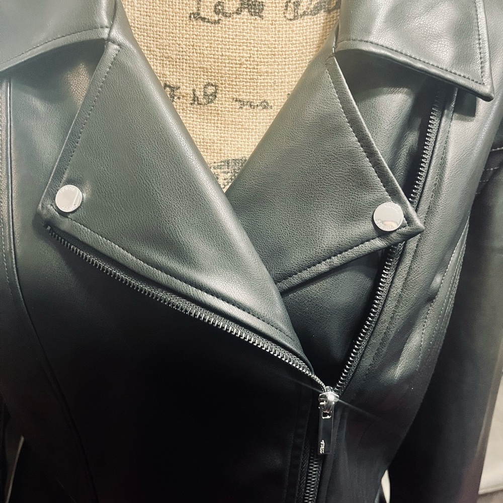 Guess by Marciano Black Faux Leather Peplum Moto Jacket - Picture 7 of 16
